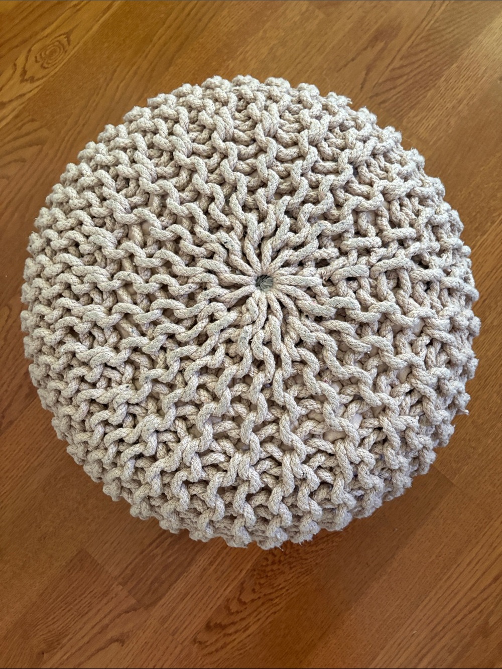 Chunky Handmade Knitted Pouf in Blush - Picture 3 of 5